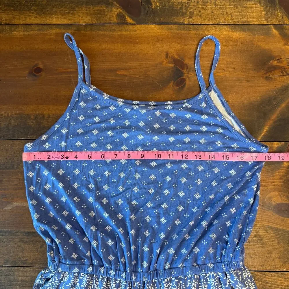 Matilda Jane Lets go together Open Road Jumpsuit Blue Mixed Print Medium NEW